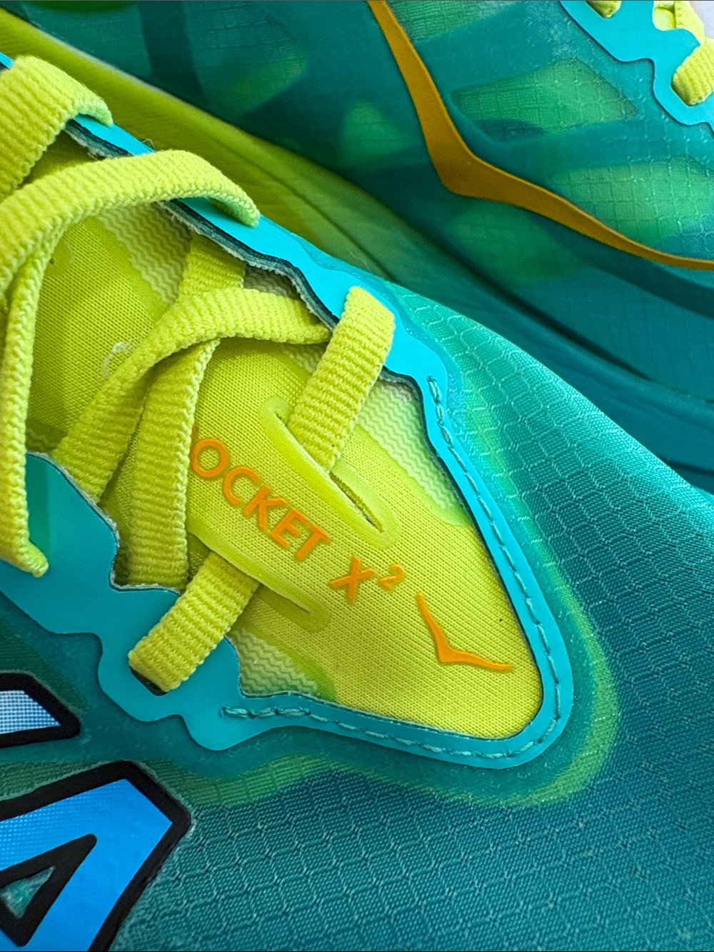 Hoka Women’s Teal & Lime Performance Running Sneakers - Picture 4 of 13